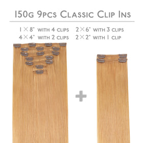 Wennalife Clip In Hair Extensions packaging with test pieces