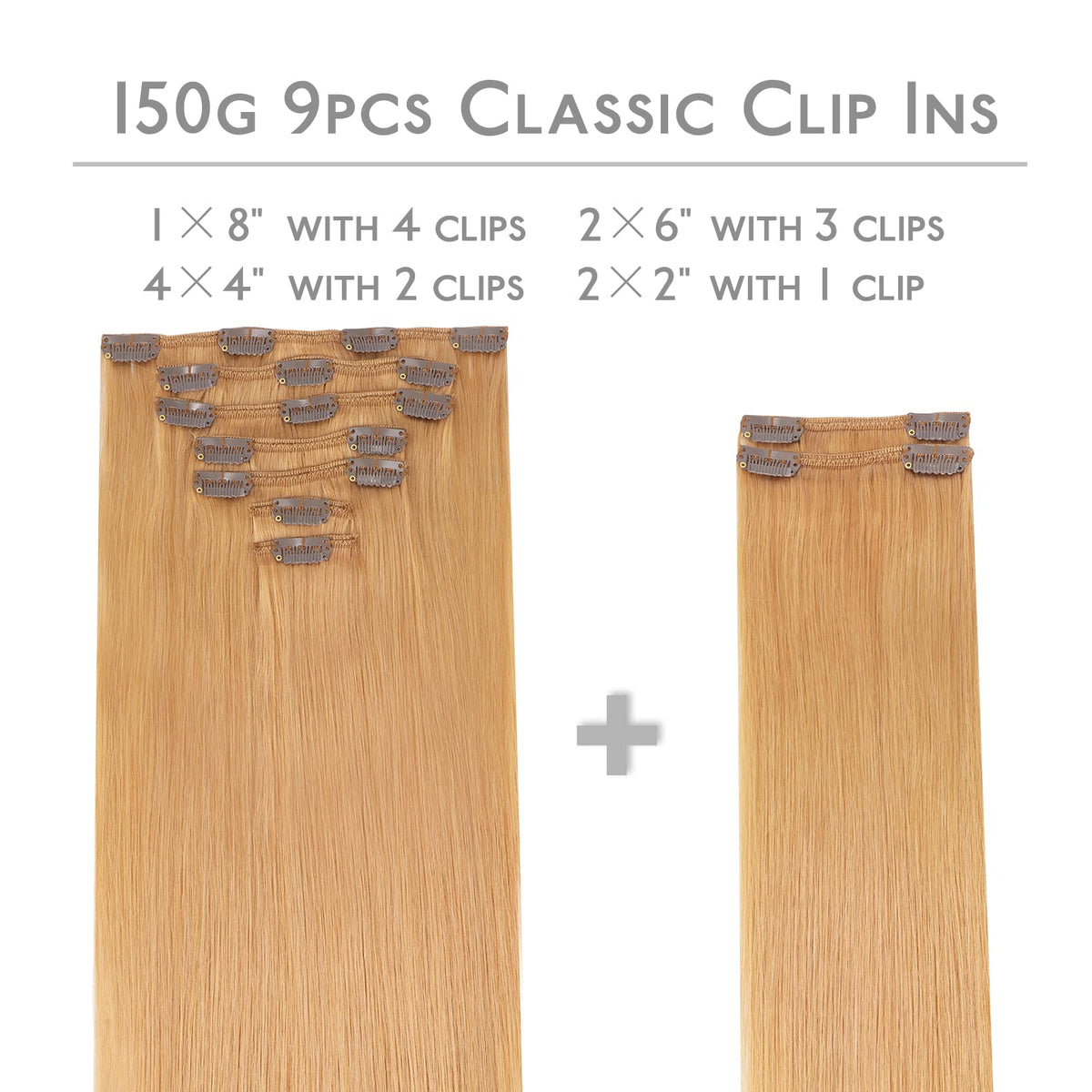 Wennalife Clip In Hair Extensions packaging with test pieces