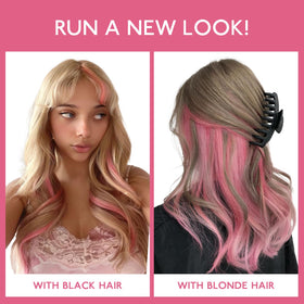 Wennalife Clip-In Hair Extensions Peach Pink on model