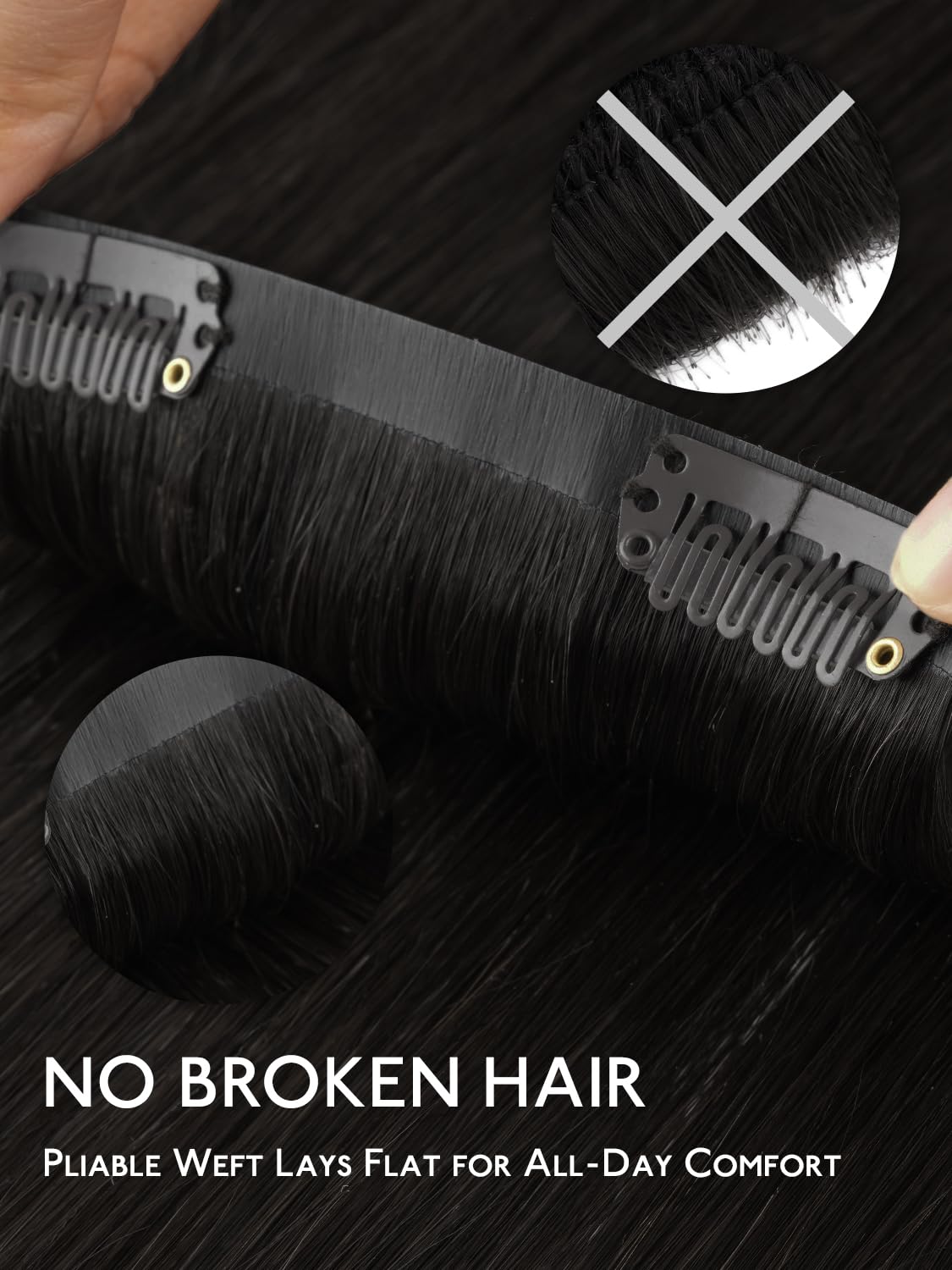 Wennalife Clip In Hair Extensions showing clips and weft