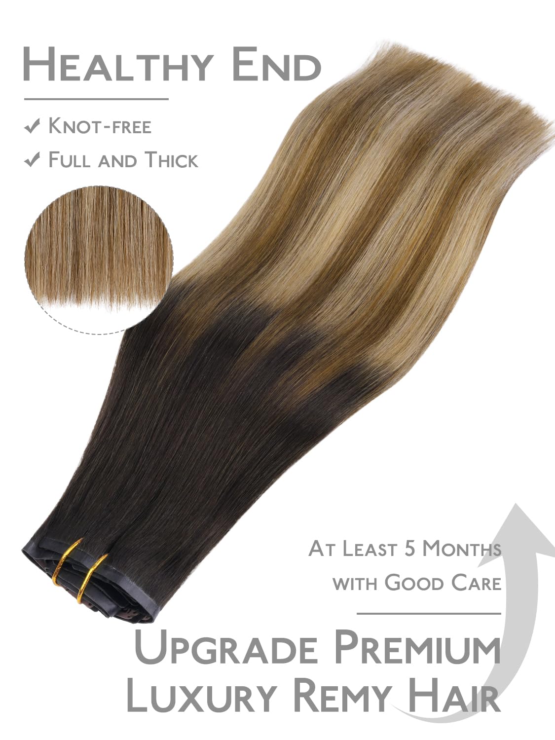Wennalife Clip in Hair Extensions showing secure clips