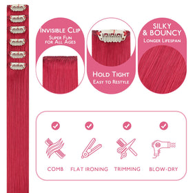 Wennalife clip-in hair extensions showing vibrant red colour