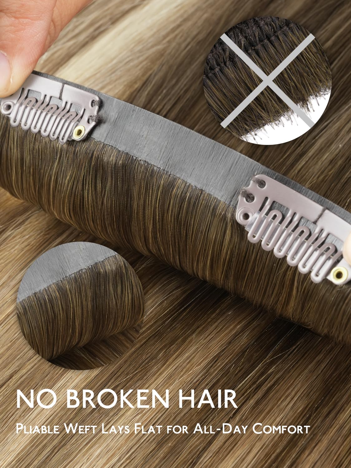 Wennalife Clip in Hair Extensions straightened appearance