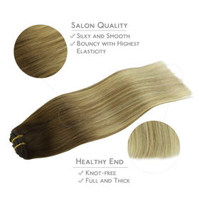 Wennalife Clip in Hair Extensions styled on model