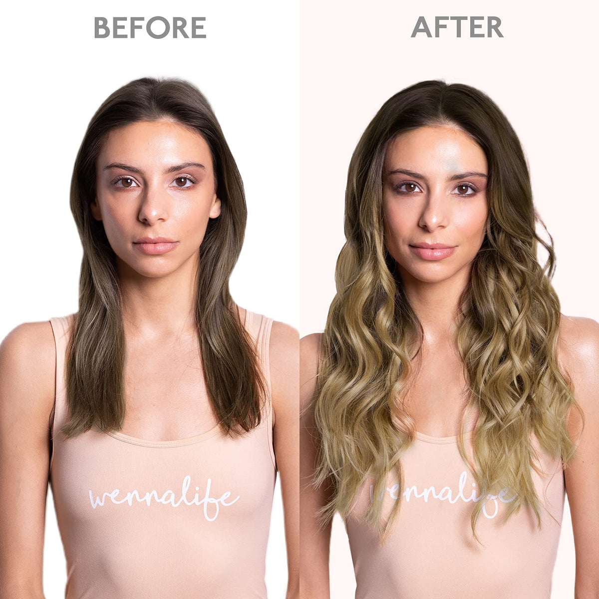 Wennalife Clip In Hair Extensions styled on model