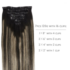 Wennalife Clip In Human Hair Extensions 16 Inch Balayage packaging
