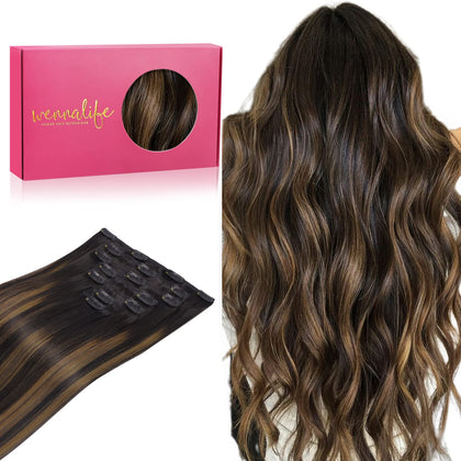 Wennalife Clip In Human Hair Extensions 18 Inch front view