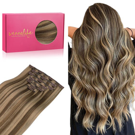 Wennalife Clip-In Human Hair Extensions 20 Inch Balayage front view