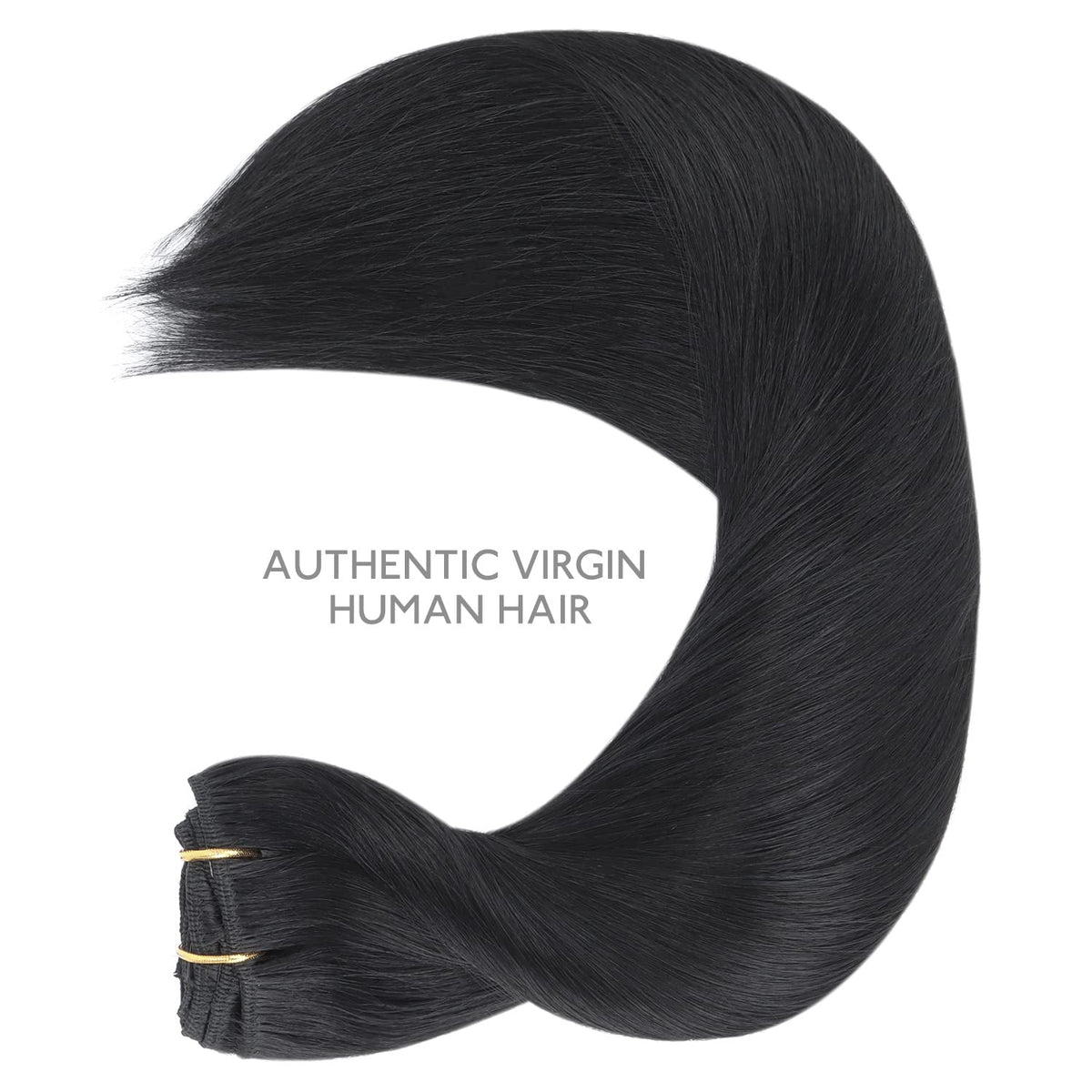 Wennalife Clip In Human Hair Extensions 75g 14 Inch Jet Black texture detail