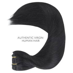 Wennalife Clip In Human Hair Extensions 75g 14 Inch Jet Black texture detail