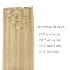 Wennalife Clip In Human Hair Extensions packaging with clips