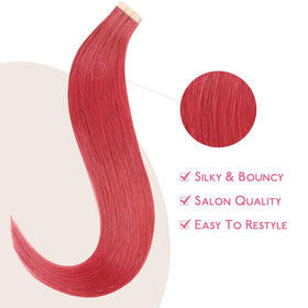 Wennalife Coral Red Tape in Hair Extensions on model