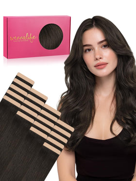 Wennalife Fuller Tape in Hair Extensions dark brown 20 inch front view