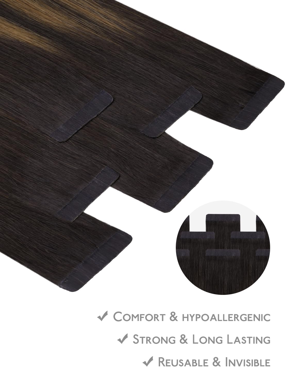 Wennalife Fuller Tape in Hair Extensions texture detail