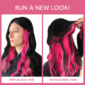 Wennalife Hot Pink Clip-In Hair Extensions displayed on a table