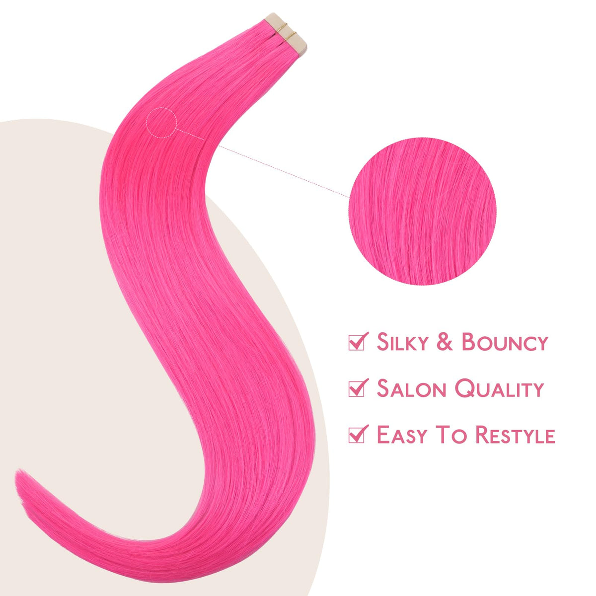 WENNALIFE Hot Pink Tape In Extensions on a mannequin