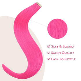 Wennalife Hot Pink Tape in Hair Extensions with styling tools