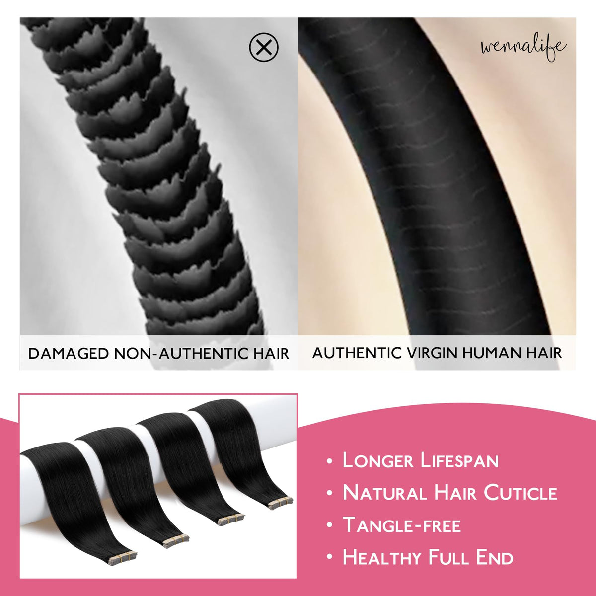 Wennalife Jet Black Tape in Extensions close-up of tape