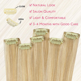 Wennalife Light Blonde Hair Extensions displayed on a model