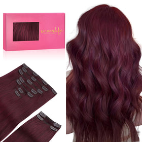 Wennalife Light Burgundy Human Hair Extensions 20 Inch front view