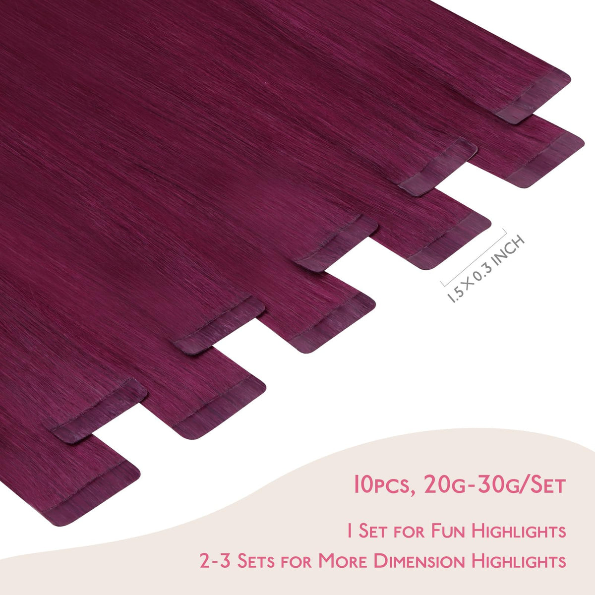 Wennalife Light Burgundy Tape in Hair Extensions packaging