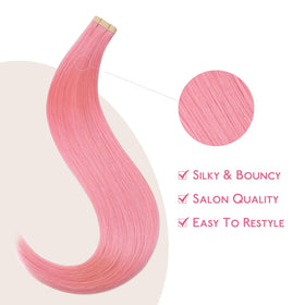 Wennalife Peach Pink Tape in Hair Extensions styled in hair