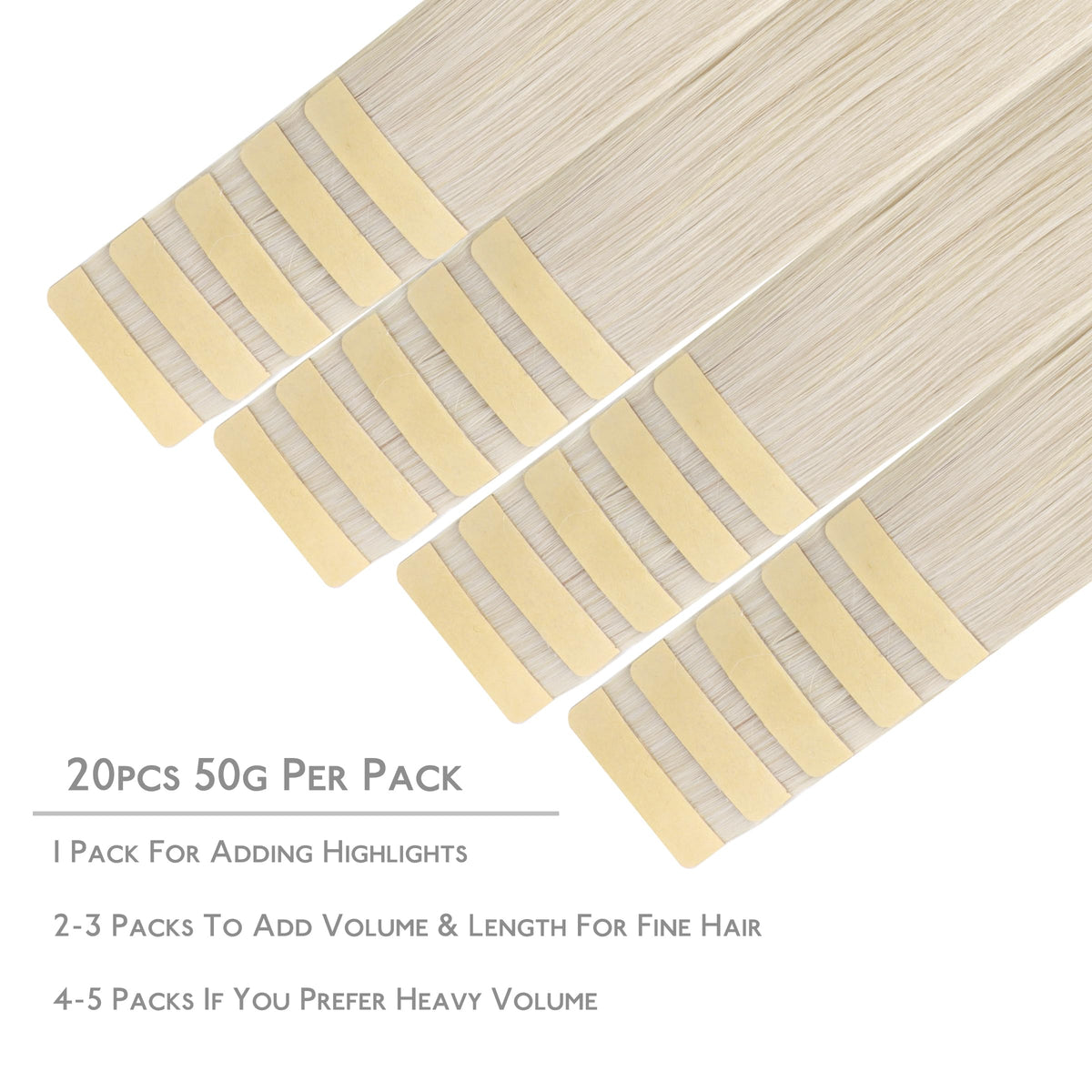 Wennalife Platinum Blonde Tape in Hair Extensions displayed on a model