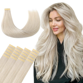 Wennalife Platinum Blonde Tape in Hair Extensions front view