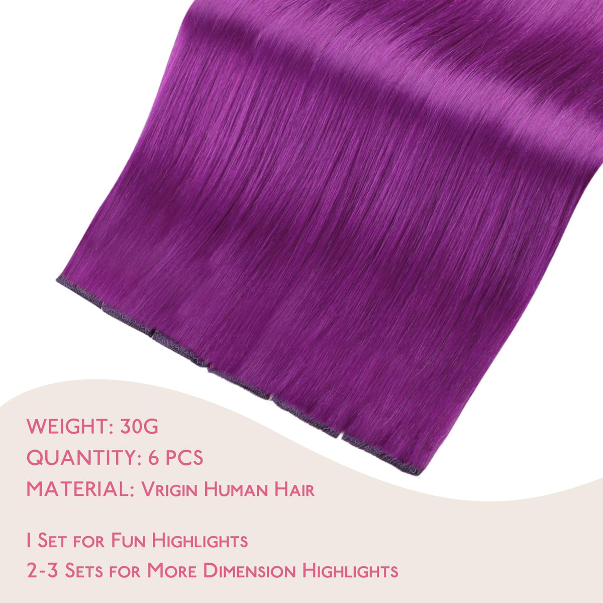 Wennalife Purple Clip-In Hair Extensions packaging