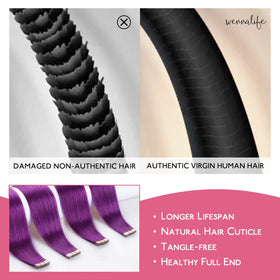 Wennalife Purple Tape In Hair Extensions 10 pieces display