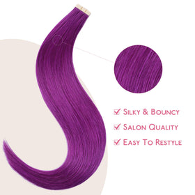 Wennalife Purple Tape In Hair Extensions styled on model