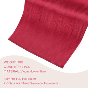 Wennalife Red Clip-in Hair Extensions 6 pieces in packaging