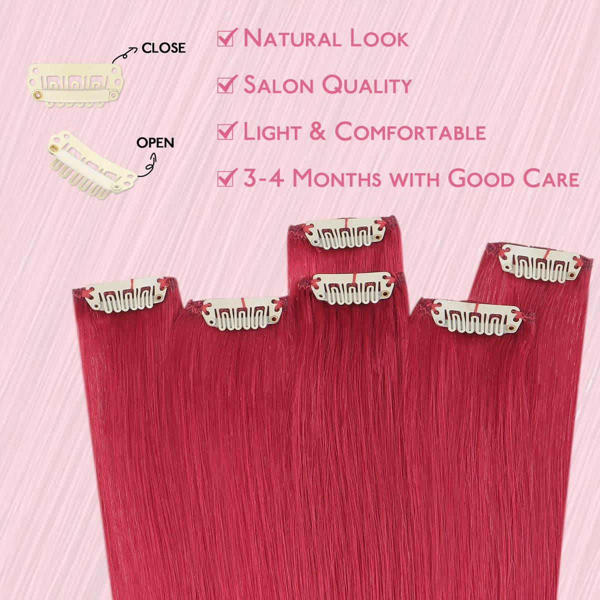 Wennalife Red Clip-In Hair Extensions packaging front