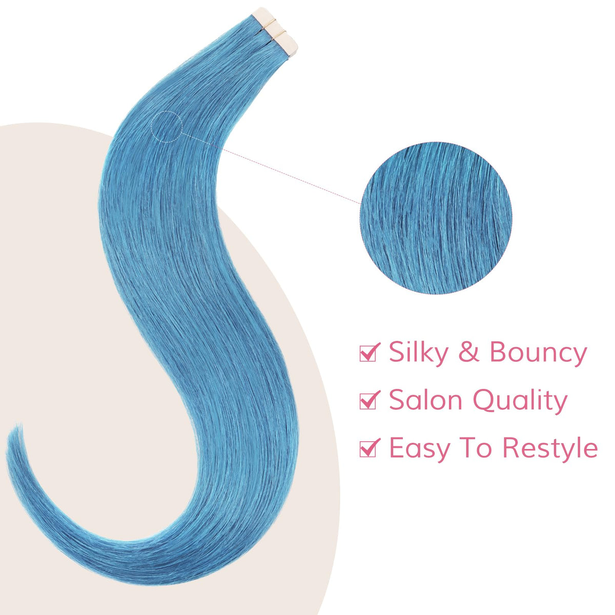 Wennalife SkyBlue Tape In Extensions displayed with natural hair