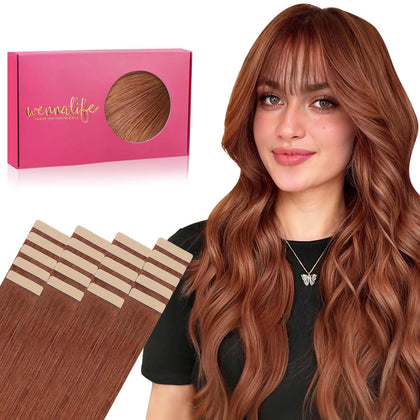 Wennalife Tape in Hair Extensions 10 inch Cinnamon Copper front view