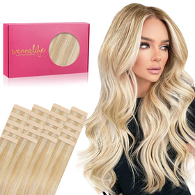 Wennalife Tape in Hair Extensions 10 inch Dirty Blonde front view