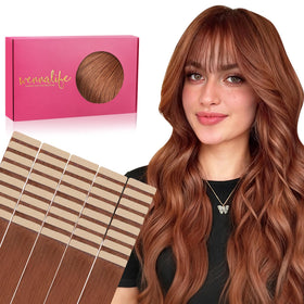 Wennalife Tape in Hair Extensions 12 inch Cinnamon Copper front view