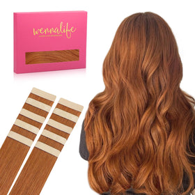 Wennalife Tape in Hair Extensions 16 inch Dirty Ginger front view