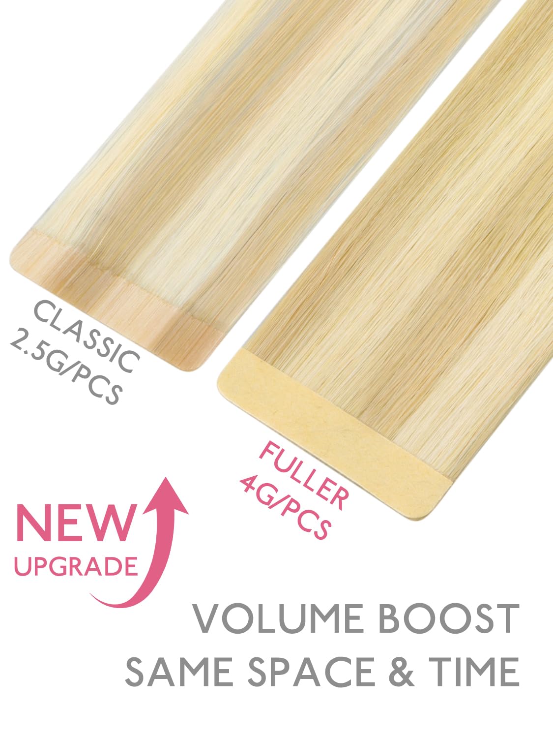 Wennalife Tape in Hair Extensions 16 inch Light Blonde close-up of tape