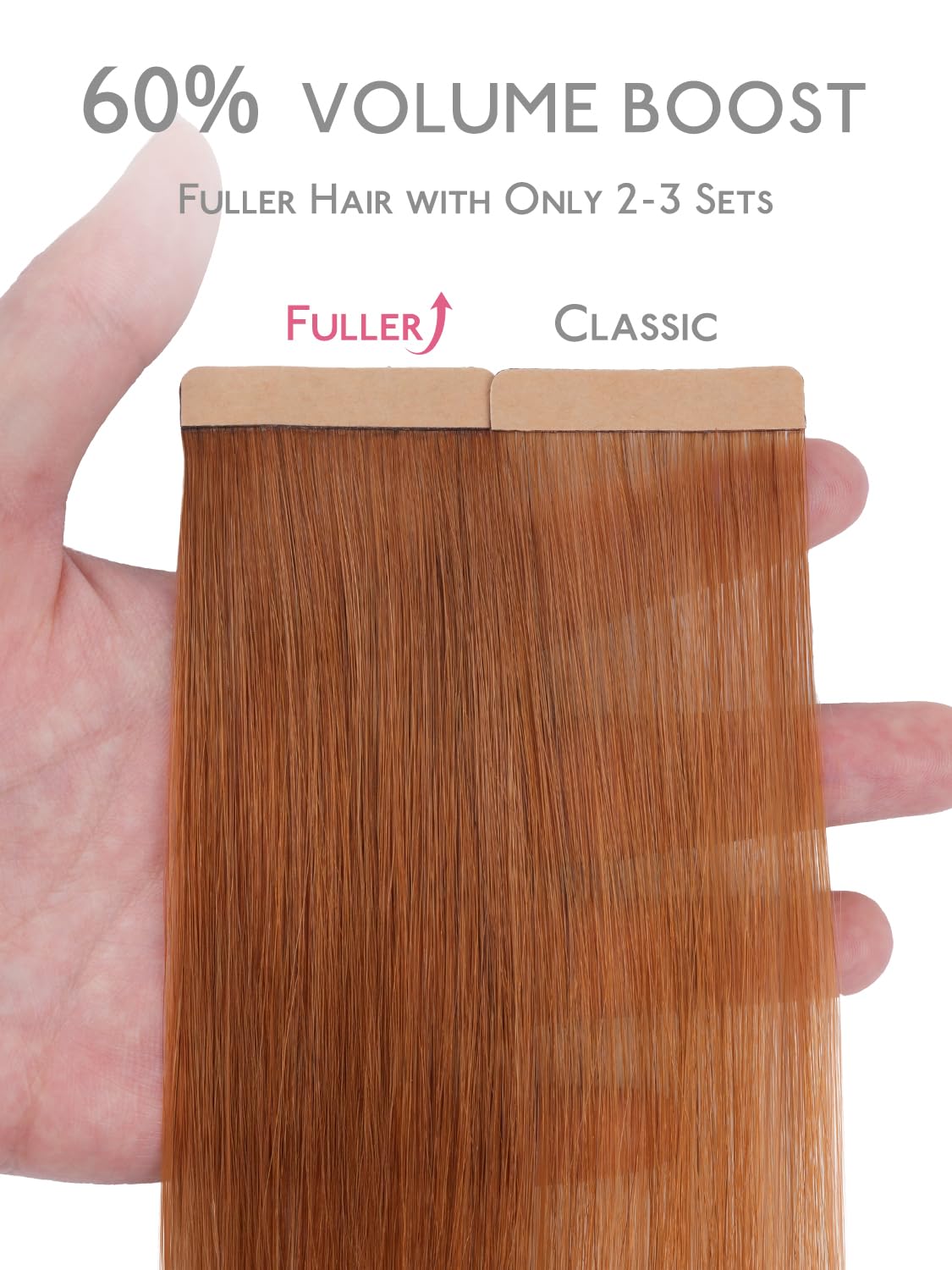 Wennalife Tape in Hair Extensions 18 inch Dirty Ginger packaging