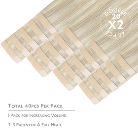 Wennalife Tape in Hair Extensions 20 inch Ash Blonde packaging