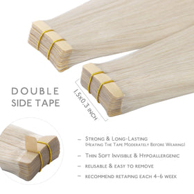 Wennalife Tape in Hair Extensions 20 inch Platinum Blonde packaging