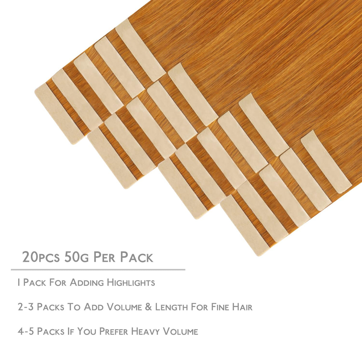 Wennalife Tape in Hair Extensions 20 pieces packaging