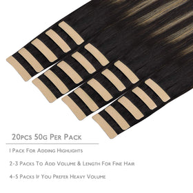 Wennalife Tape in Hair Extensions 20 pieces packaging