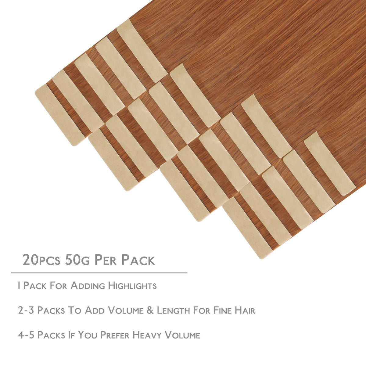 Wennalife Tape in Hair Extensions 20 pieces packaging