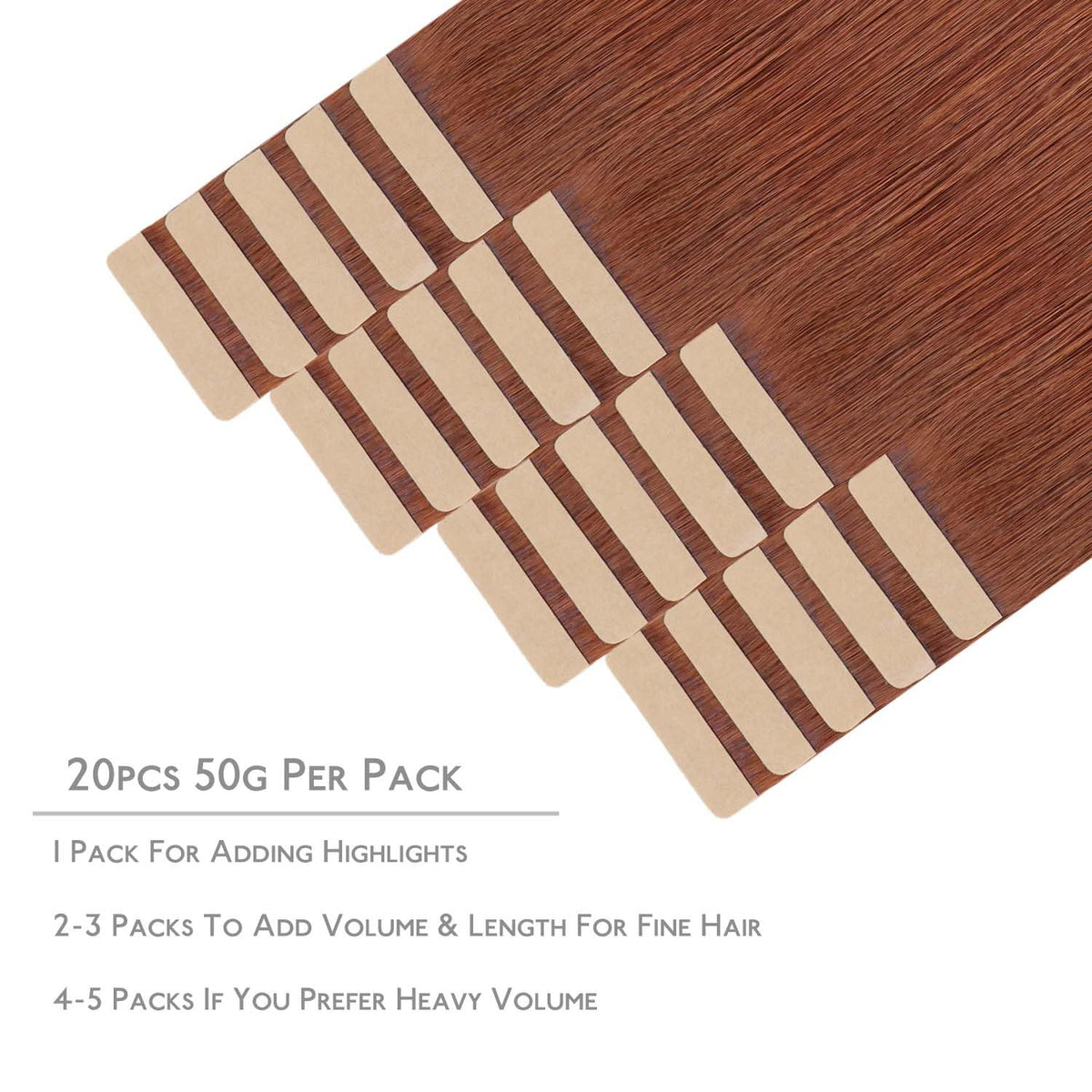 Wennalife Tape in Hair Extensions 20 pieces with invisible tape