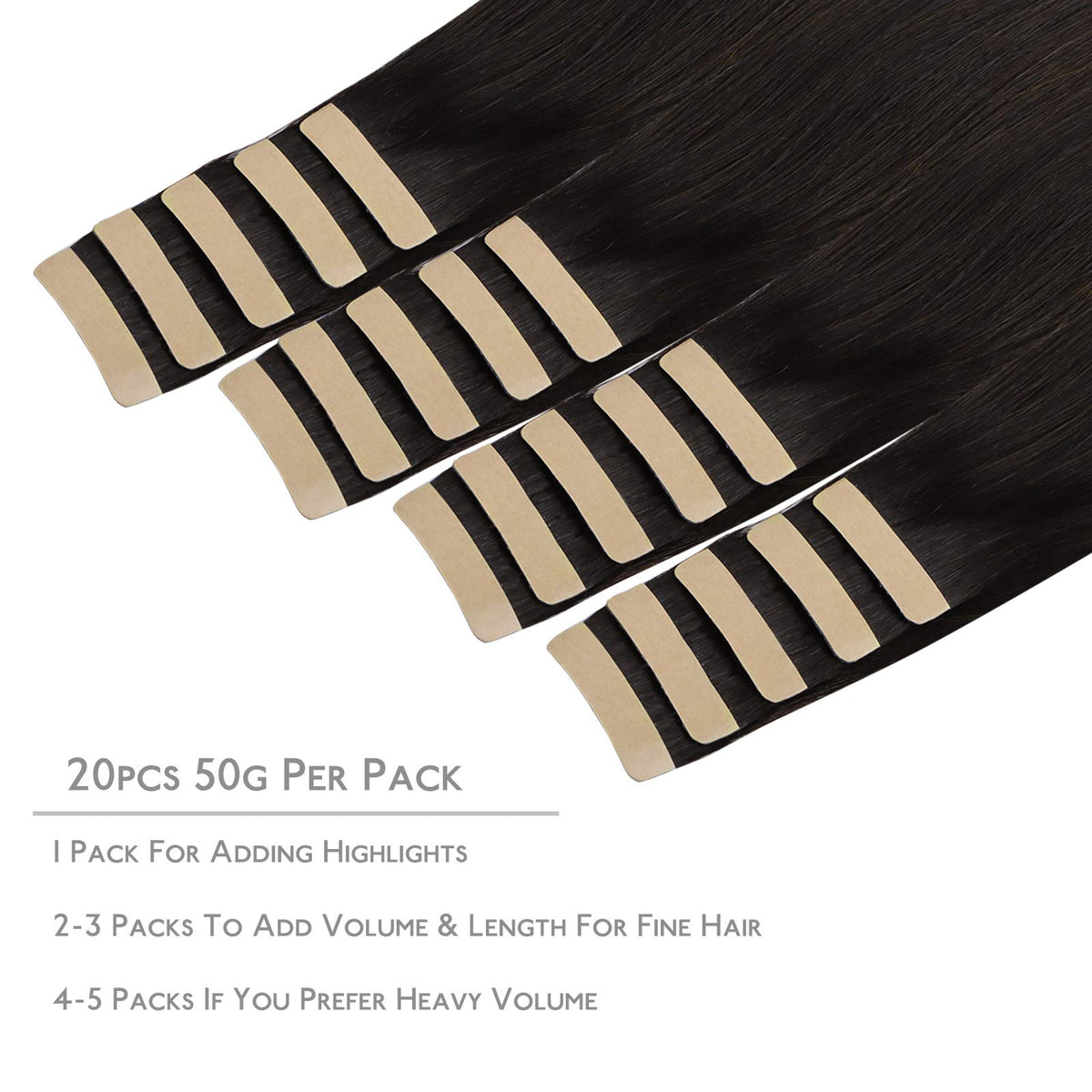 Wennalife Tape in Hair Extensions 20pcs packaging