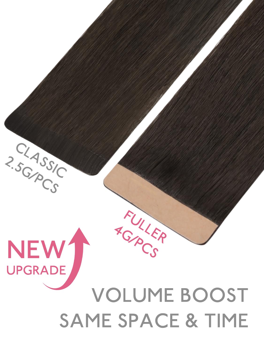 Wennalife Tape in Hair Extensions 22 inch dark brown close-up