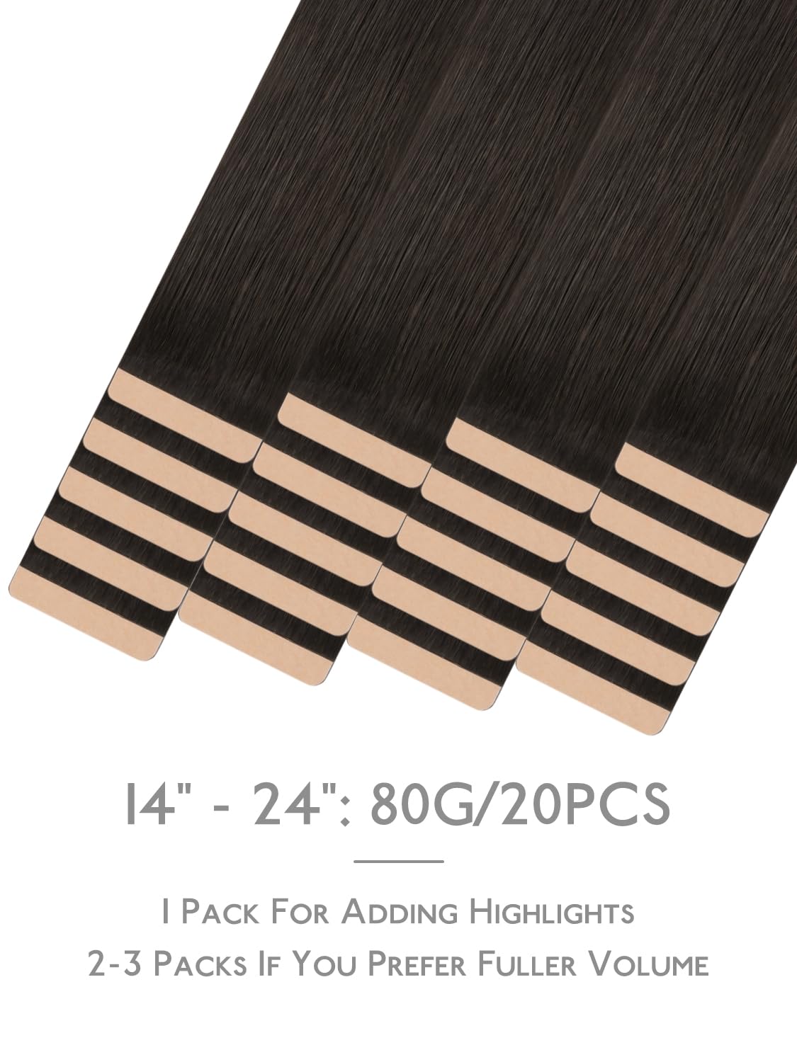 Wennalife Tape in Hair Extensions 22 inch dark brown texture