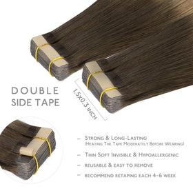 Wennalife Tape in Hair Extensions 22 inch displayed with care instructions